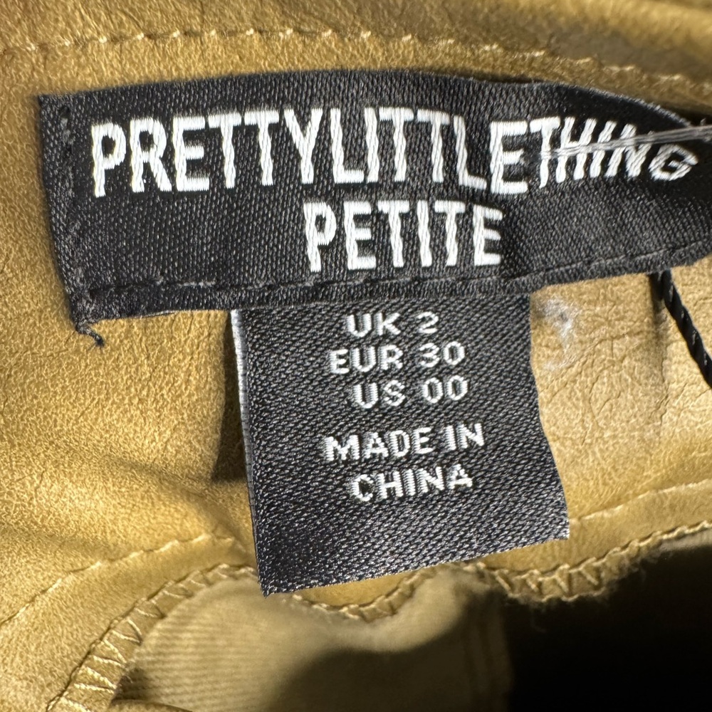 PrettyLittleThings Petite Faux Leather Olive Skirt